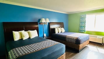 Standard two queen beds | Desk, iron/ironing board, cribs/infant beds, rollaway beds