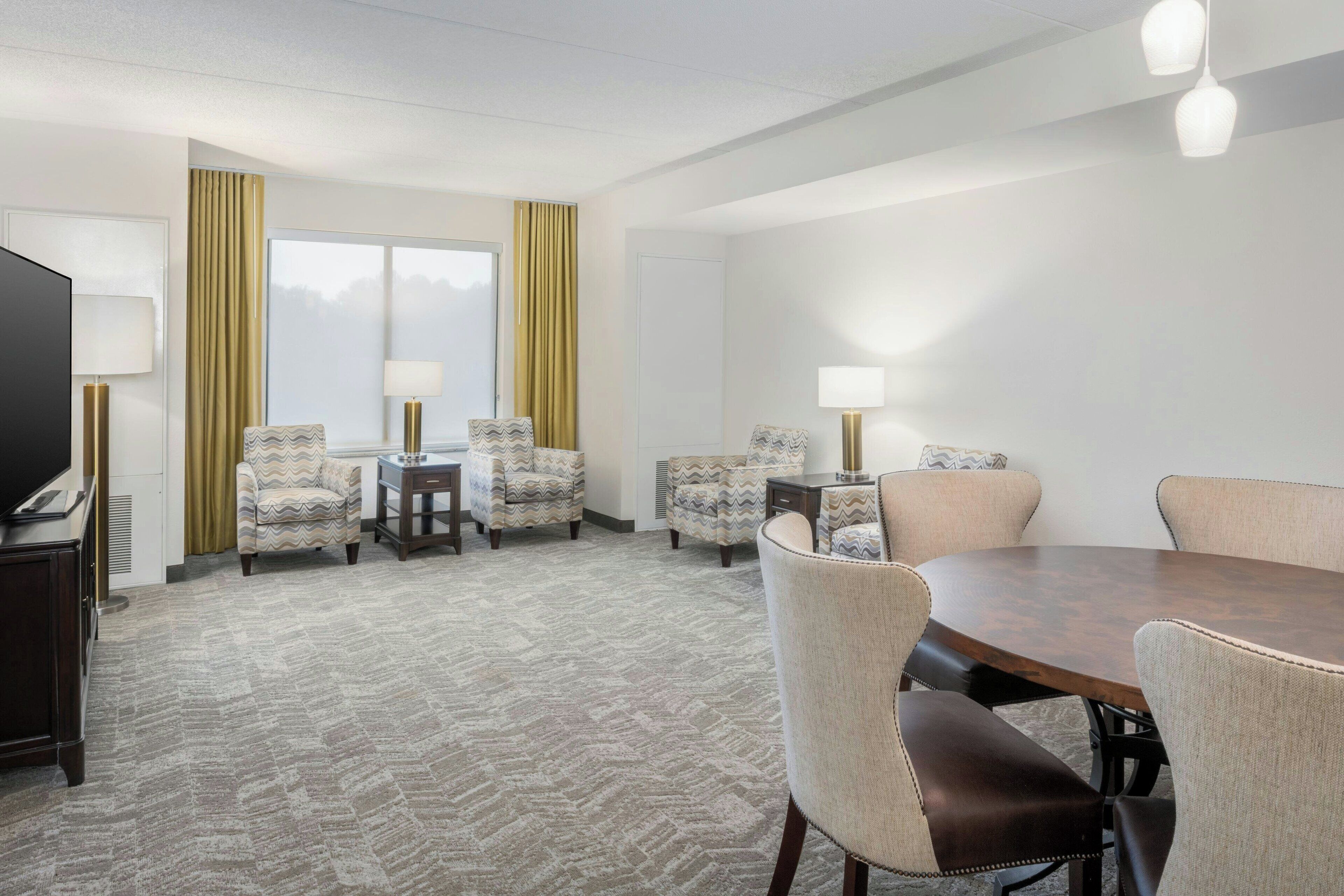 desk, laptop workspace, blackout curtains, soundproofing