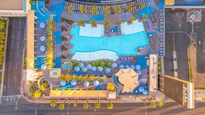 Seasonal outdoor pool, open 8:00 AM to 8:00 PM, cabanas (surcharge)