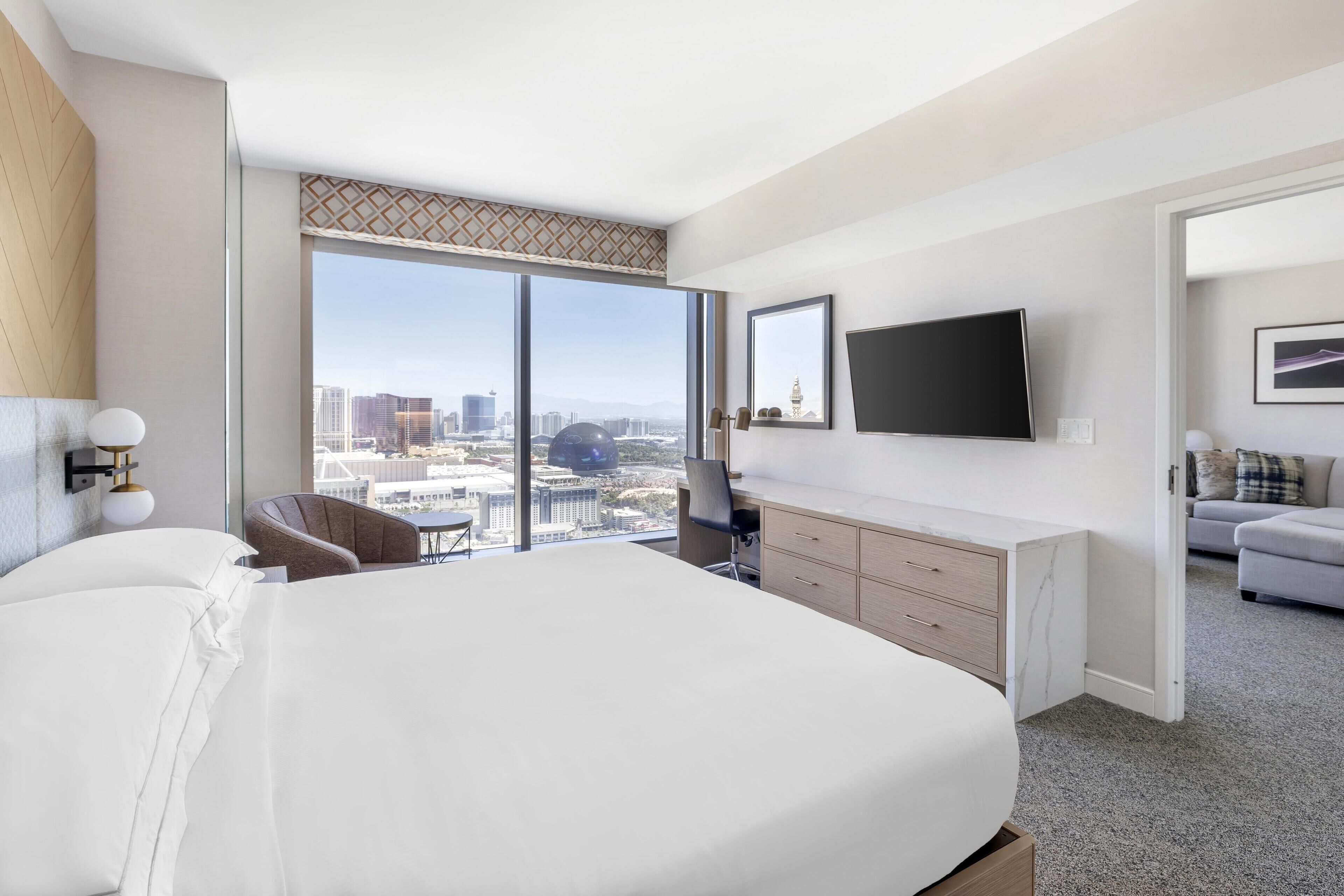 Premium bedding, down comforters, pillowtop beds, in-room safe
