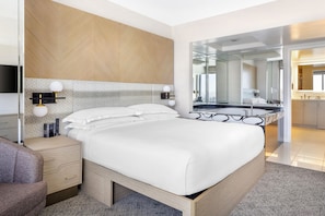 Premium bedding, down comforters, pillowtop beds, in-room safe