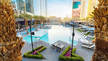 Seasonal outdoor pool, open 8:00 AM to 8:00 PM, cabanas (surcharge)