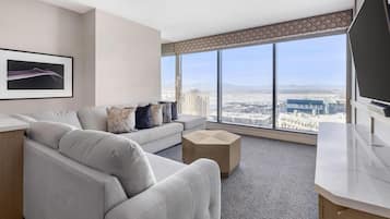 50-inch LCD TV with cable channels, TV, DVD player