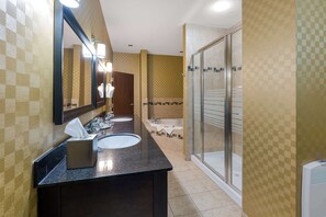 Standard Room, 1 King Bed, Non Smoking, Refrigerator & Microwave (Walk-in Shower;with Sofabed) | Bathroom | Combined shower/bathtub, hair dryer, bathrobes, slippers - Best Western Sunrise Inn & Suites (Stony Plain)