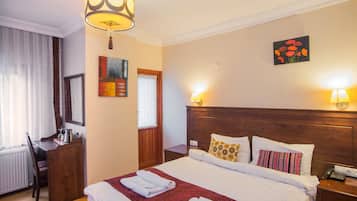 Desk, free WiFi, bed sheets