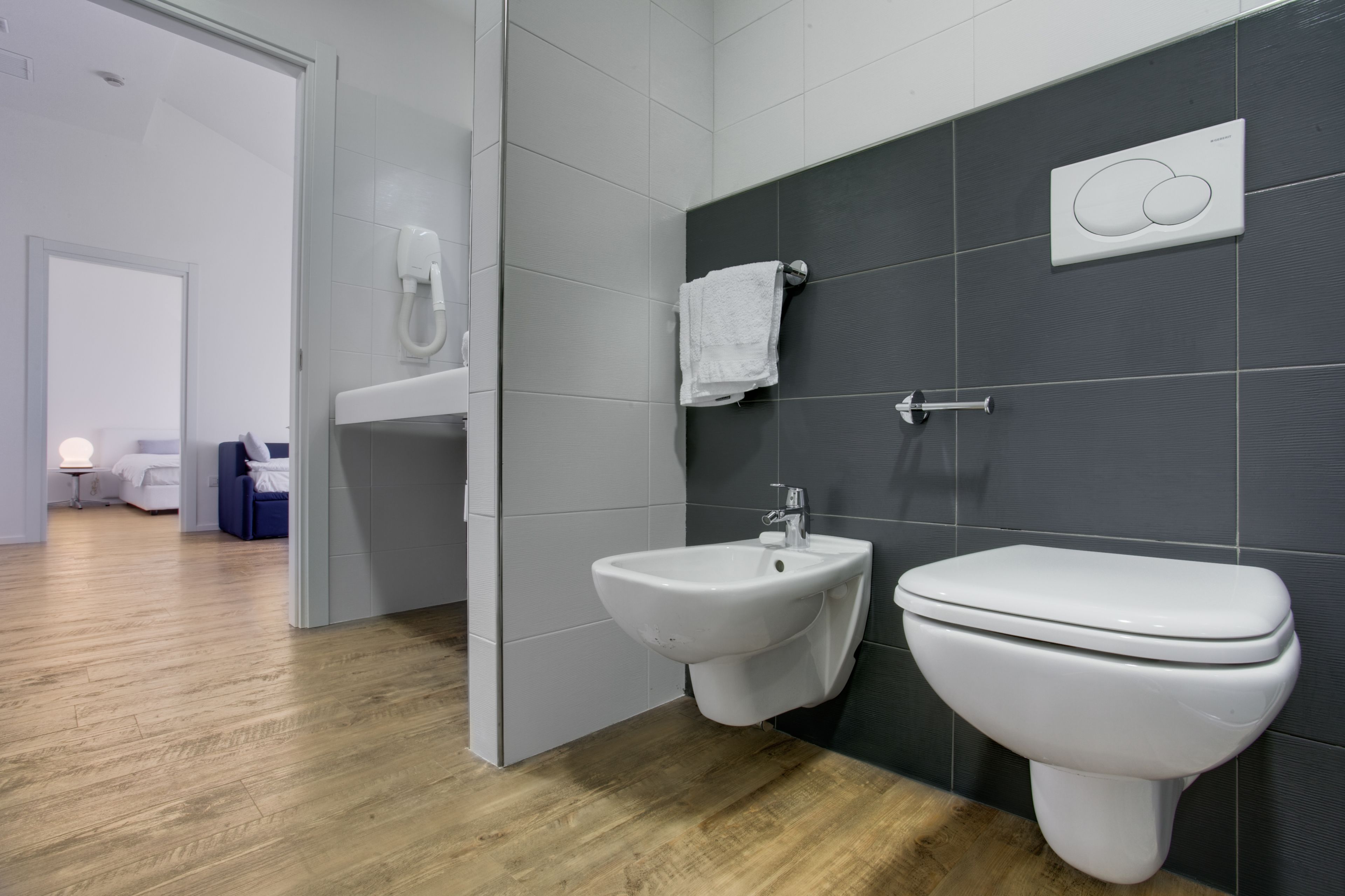 shower, free toiletries, hair dryer, bidet