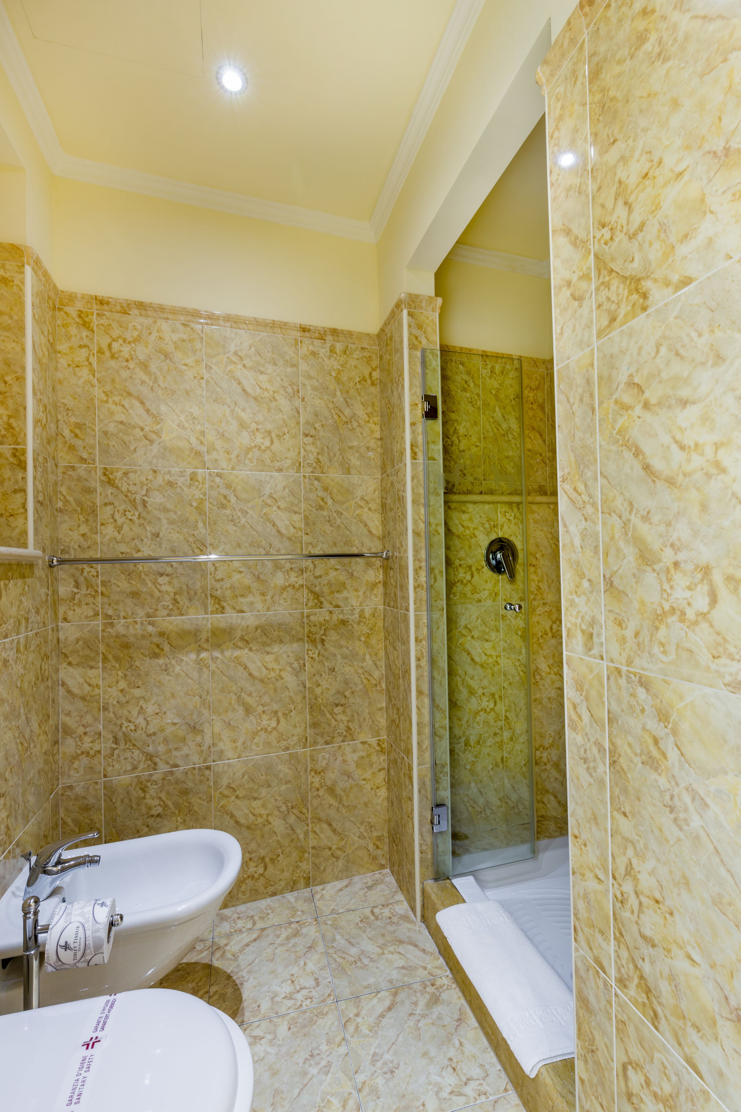 Free toiletries, hair dryer, bidet, towels
