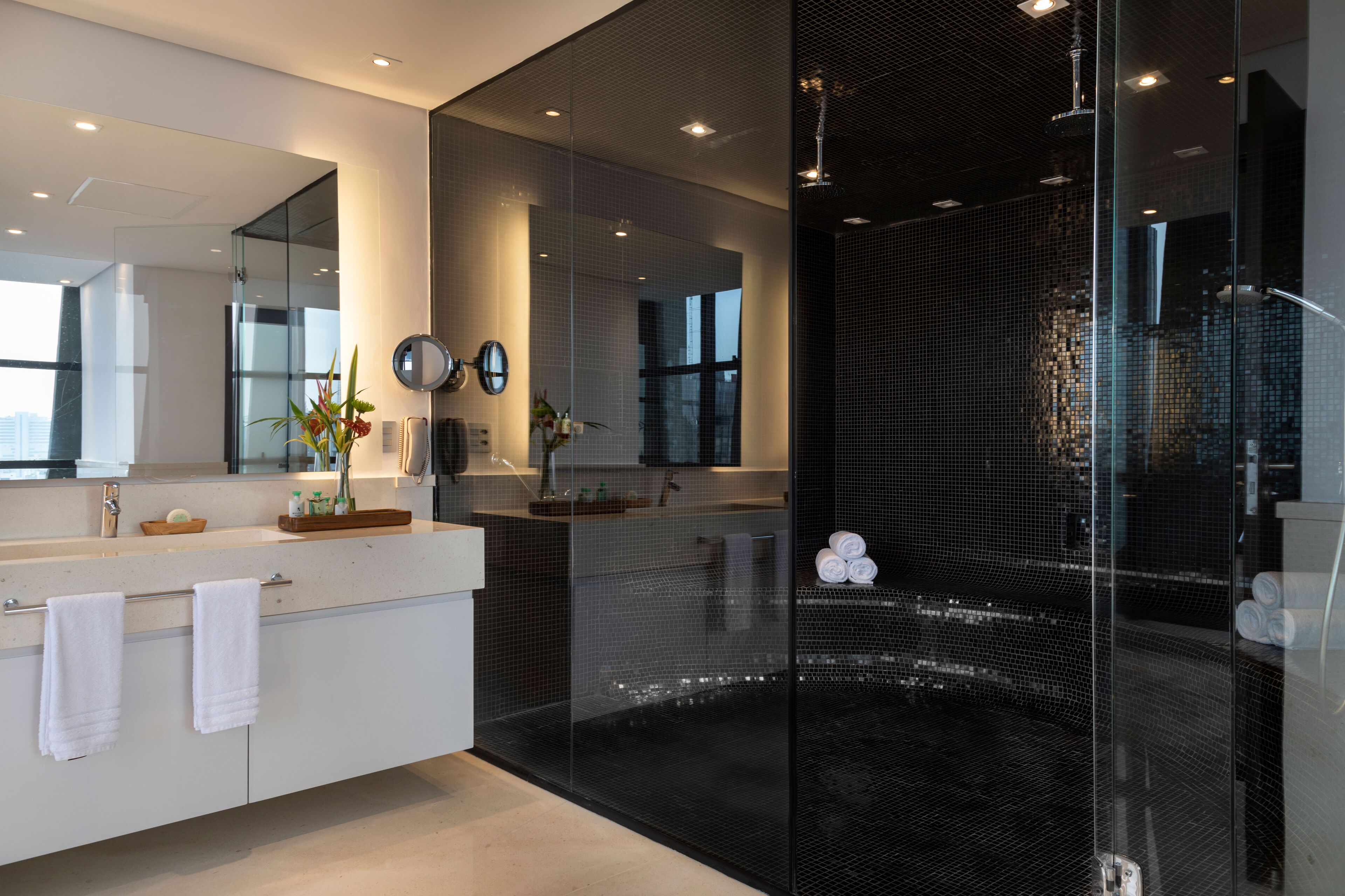 presidential suite | bathroom | free toiletries, hair dryer, bathrobes, slippers