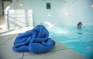 Indoor pool, outdoor pool, open 7:30 AM to 9:00 PM, pool loungers