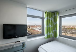 Hypo-allergenic bedding, down comforters, desk, soundproofing