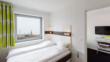 Hypo-allergenic bedding, down comforters, desk, soundproofing