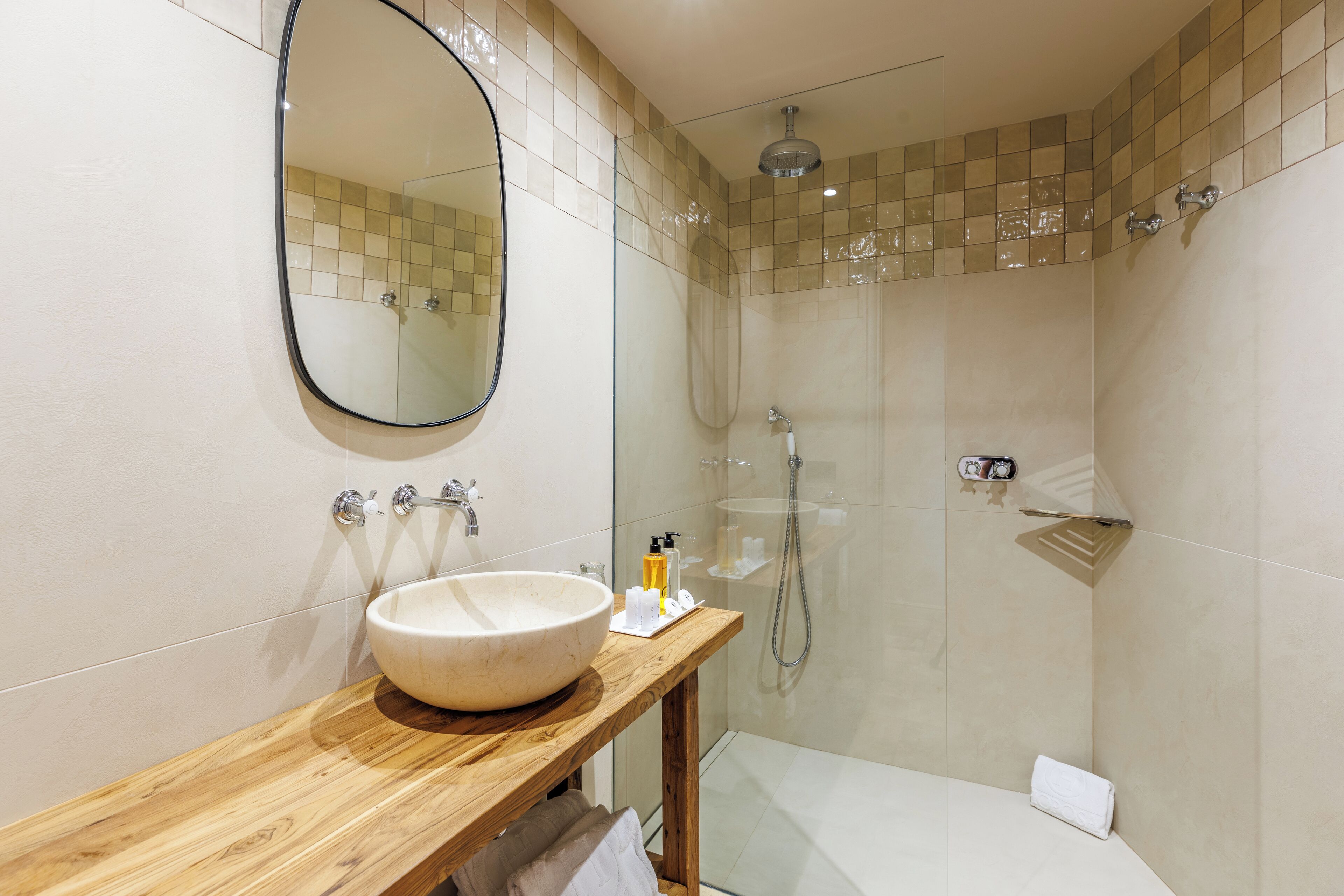 shower, free toiletries, hair dryer, bathrobes