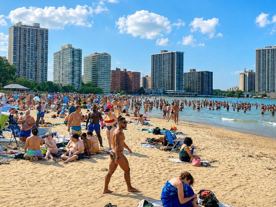 Nær stranden og hvit sand