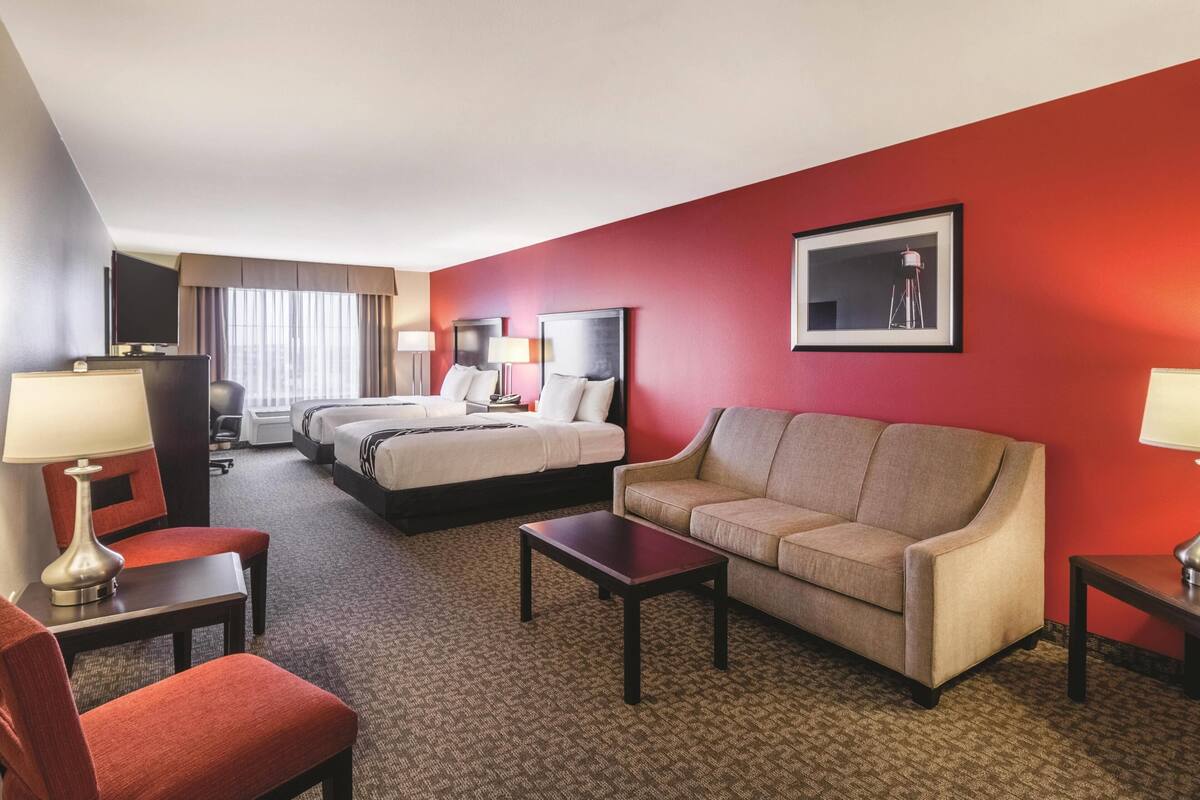 Deluxe Suite, 2 Queen Beds, Non Smoking | Premium bedding, down comforters, desk, blackout drapes
