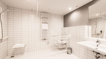 Double Room, Roll-in Shower | Accessible bathroom
