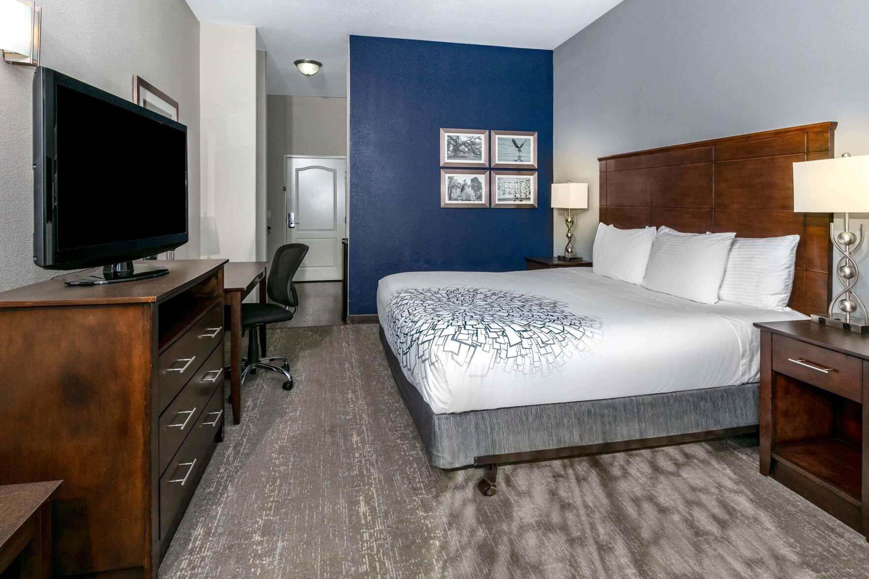 Premium bedding, pillowtop beds, desk, iron/ironing board