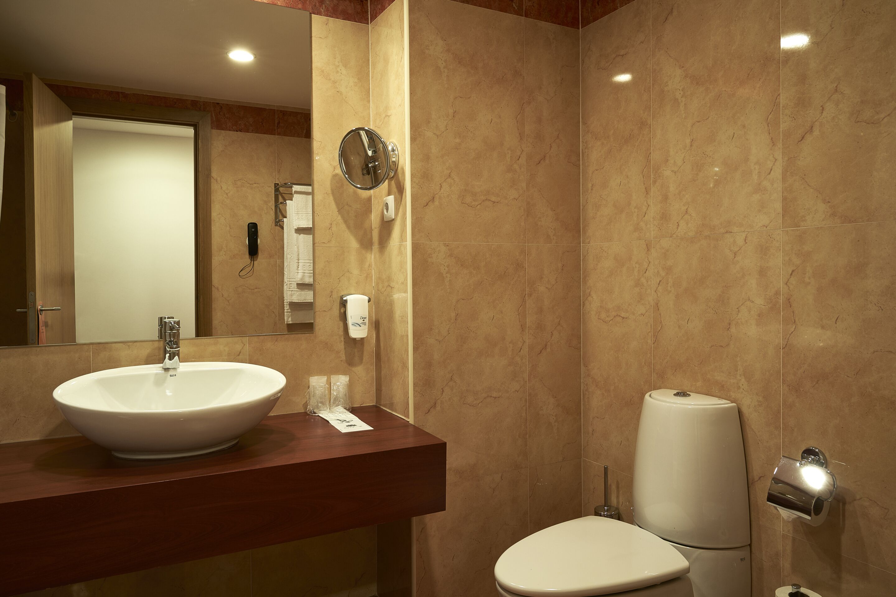 free toiletries, hair dryer, towels