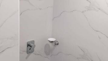 Shower, free toiletries, towels