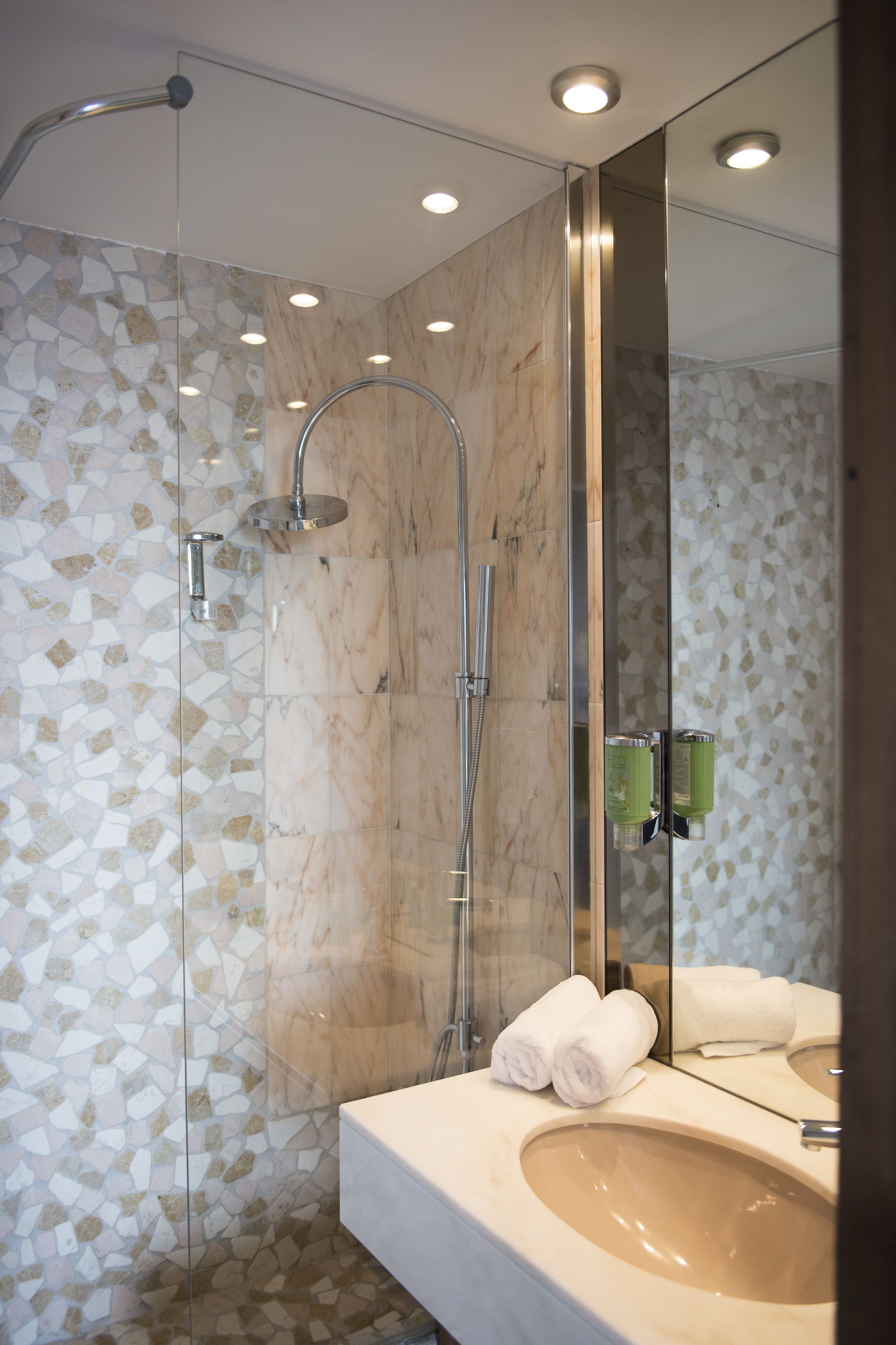 Habitación Premium doble | Baño | Ducha, artículos de higiene personal gratuitos y secador de pelo