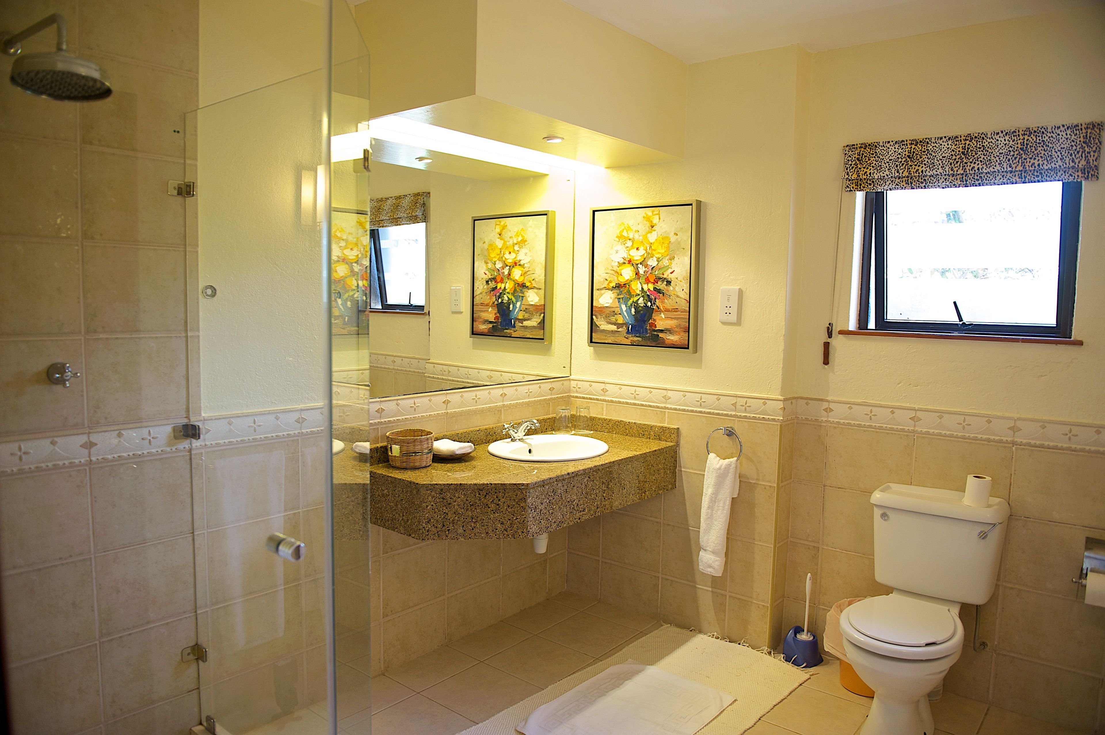 shower, rainfall showerhead, free toiletries, hair dryer