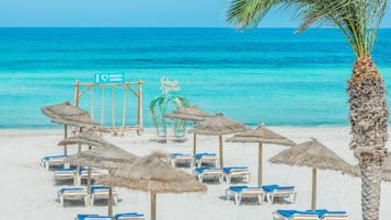 On the beach, white sand