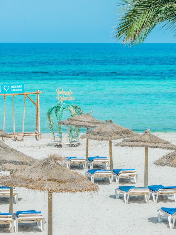 On the beach, white sand