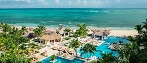 Outdoor pool, free cabanas, pool umbrellas