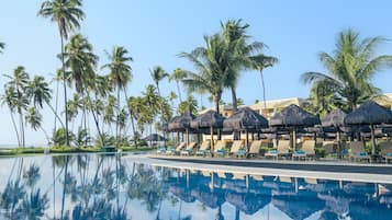 5 hồ bơi ngoài trời, dù/ô trên bãi biển/hồ bơi, ghế dài tắm nắng