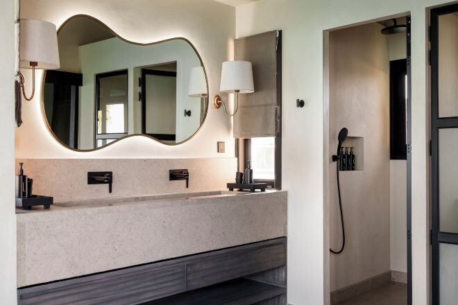 Bathroom | Eco-friendly toiletries, hair dryer, bathrobes, slippers