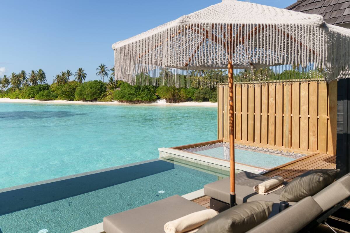 Water Villa with Pool Free seaplane transfer for 2 guests(7+Nights, Stays till 26th Dec'26) | Premium bedding, minibar, in-room safe, desk