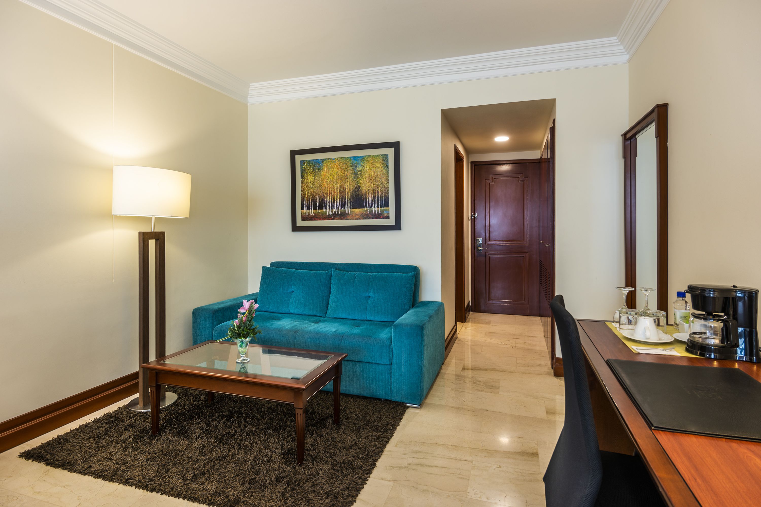 superior double room, 1 king bed with sofa bed | living room | lcd tv