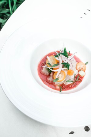 Dinner, brunch served; French cuisine, garden views