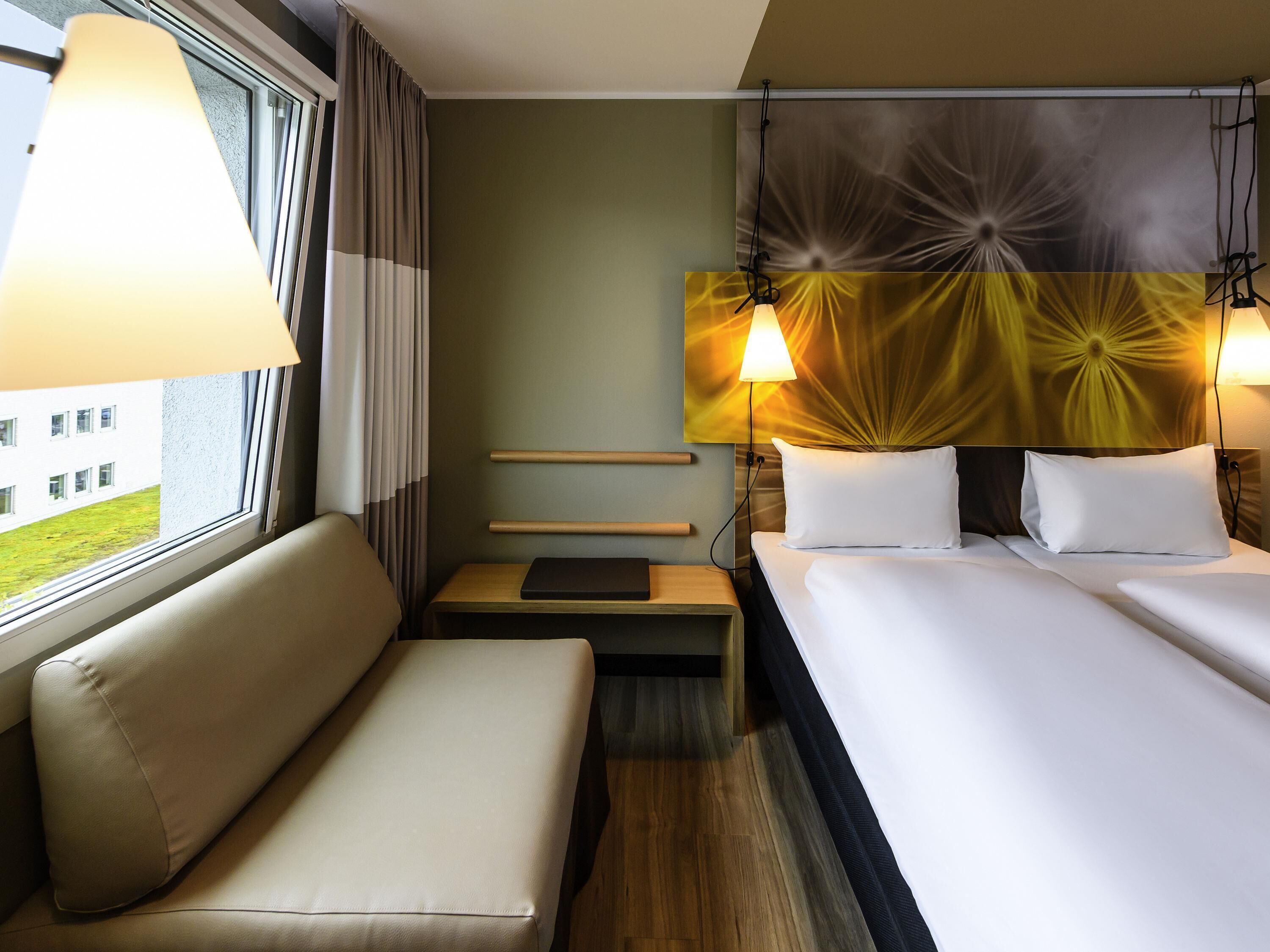 Hypo-allergenic bedding, desk, blackout curtains, soundproofing