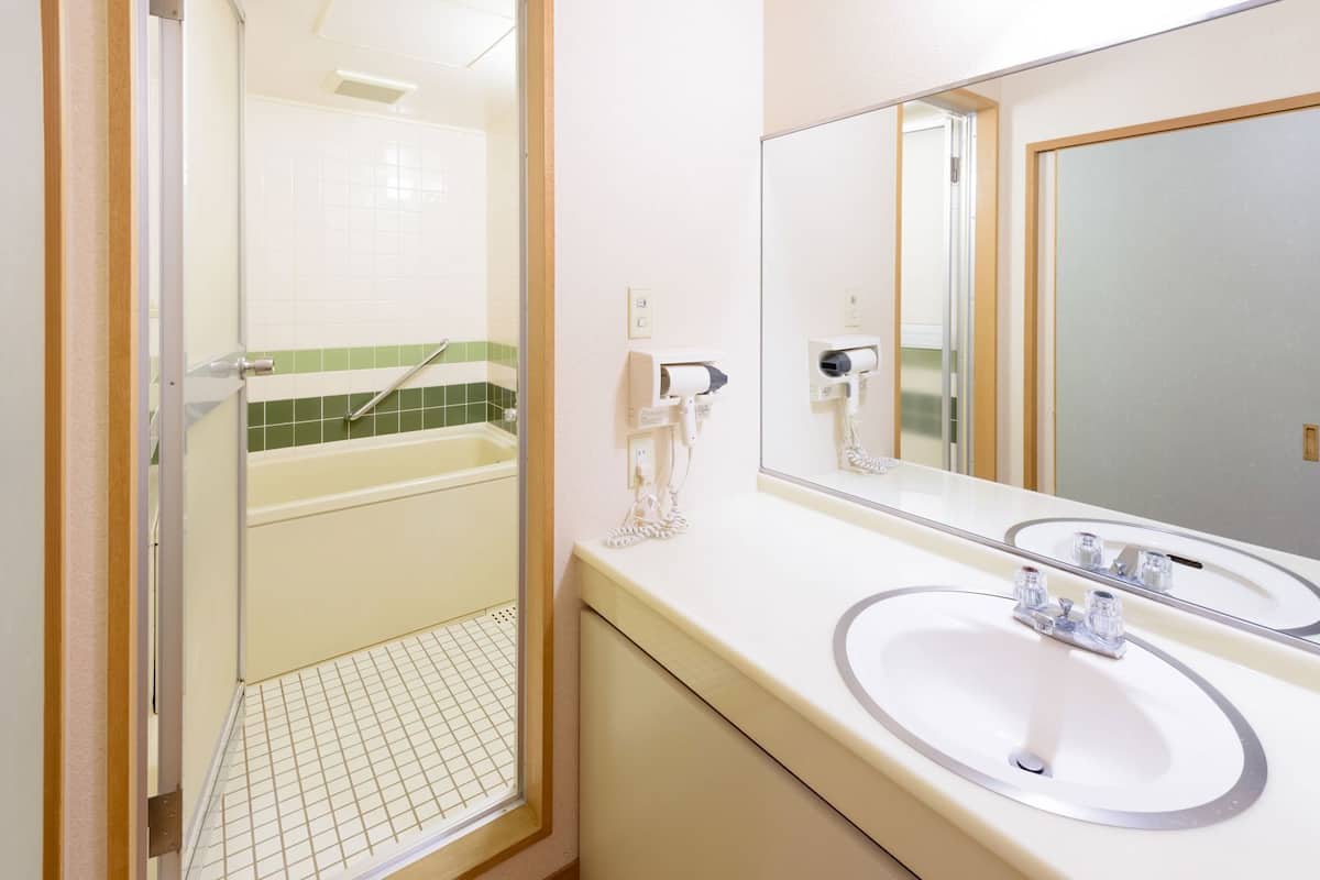 Bathroom | Combined shower/tub, deep soaking tub, free toiletries, hair dryer