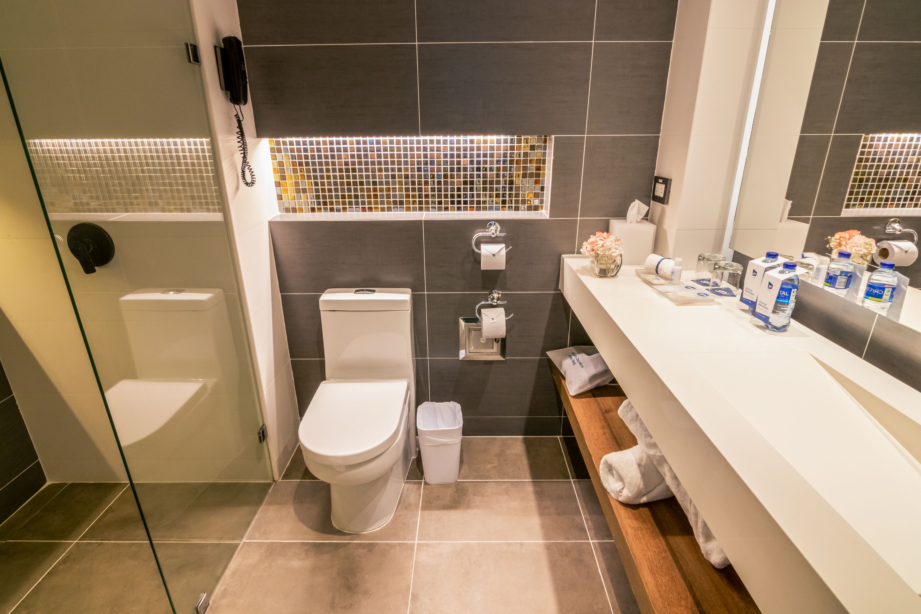 superior twin room | bathroom | shower, rainfall showerhead, free toiletries, hair dryer