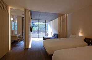 Habitación de lujo con 2 camas individuales (with Open Air Bath) | Caja fuerte, tabla de planchar con plancha, wifi gratis y despertador