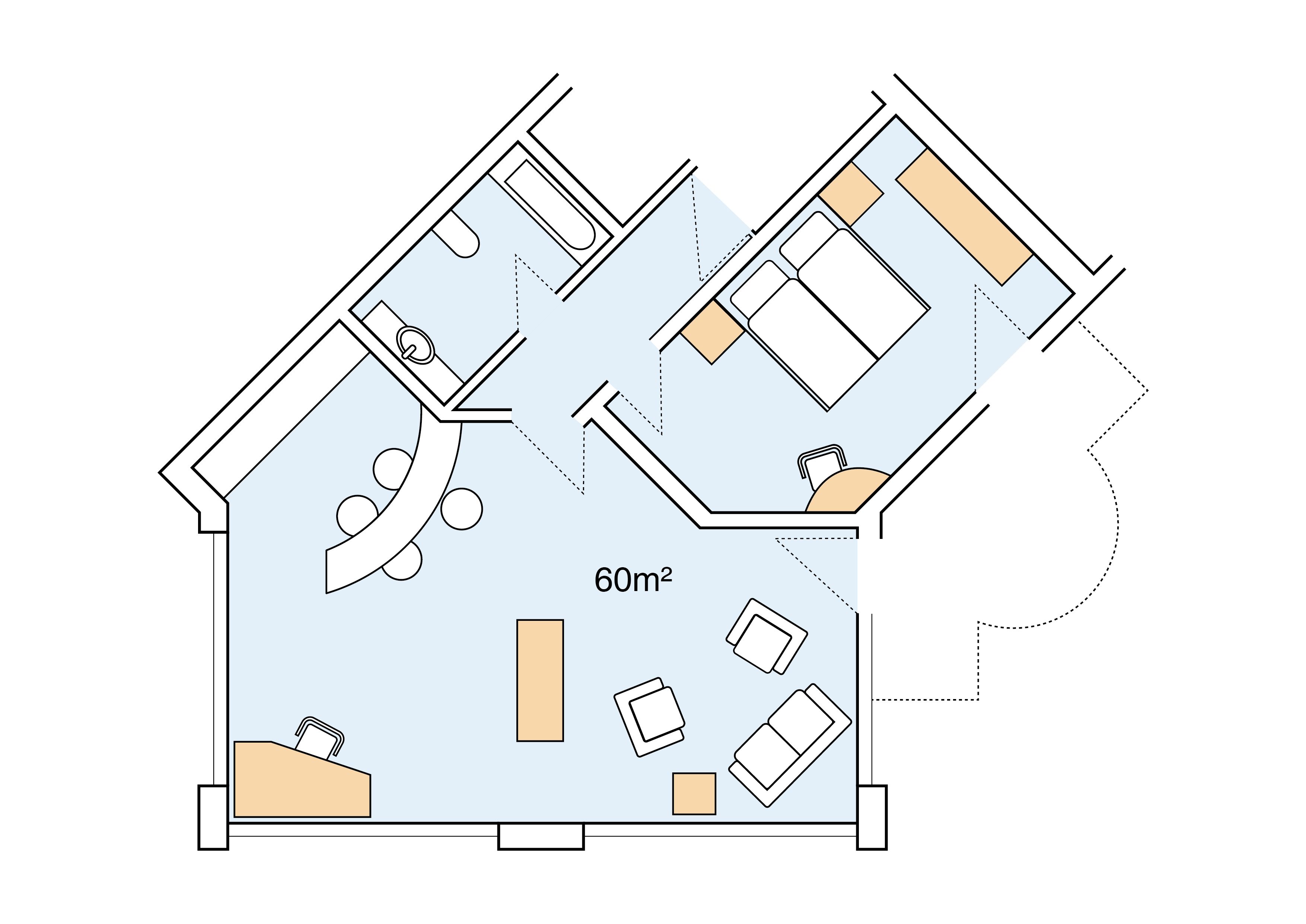 penthouse, 1 king bed | floor plan