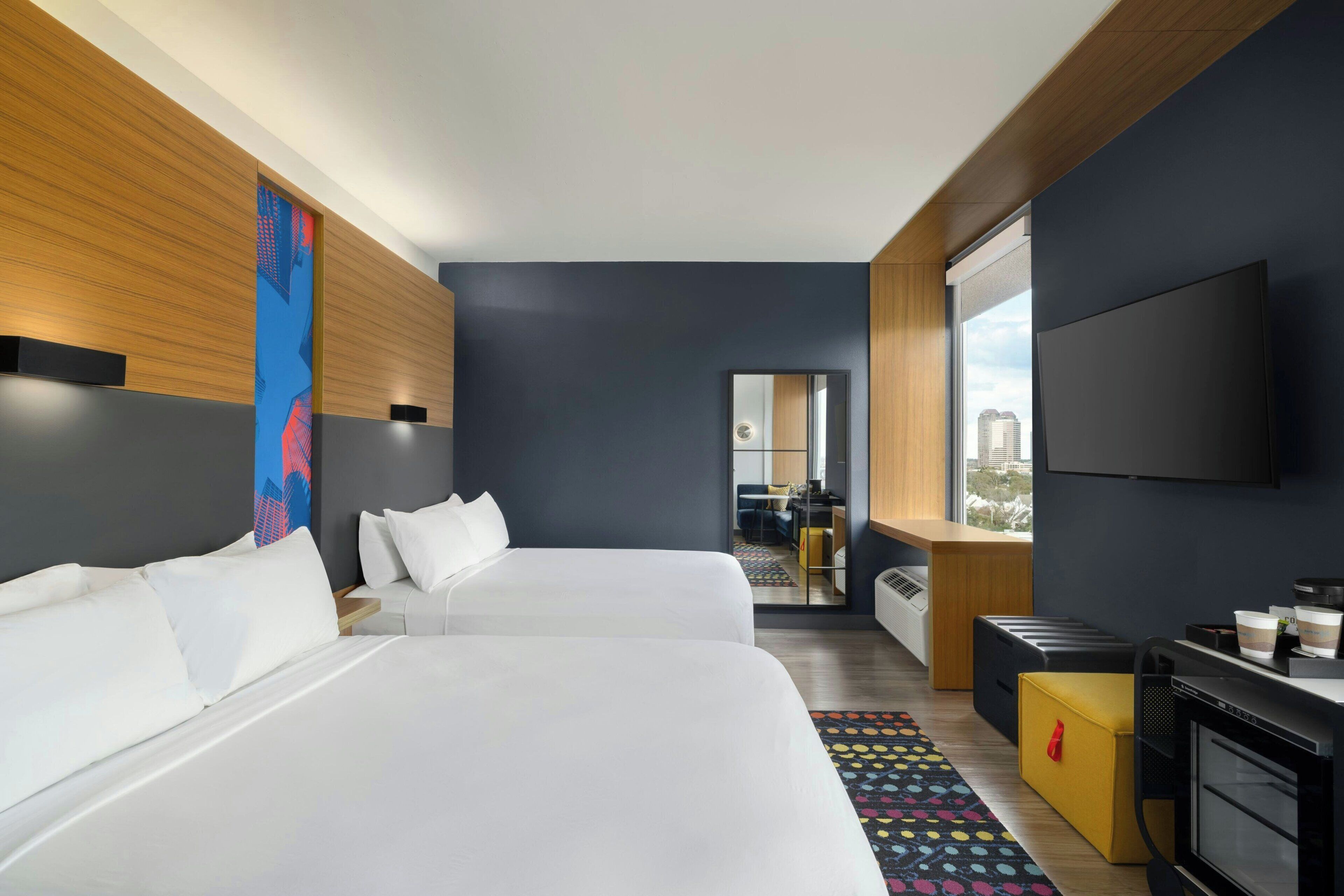 aloft, Room, 2 Queen Beds | Premium bedding, down comforters, in-room safe, desk