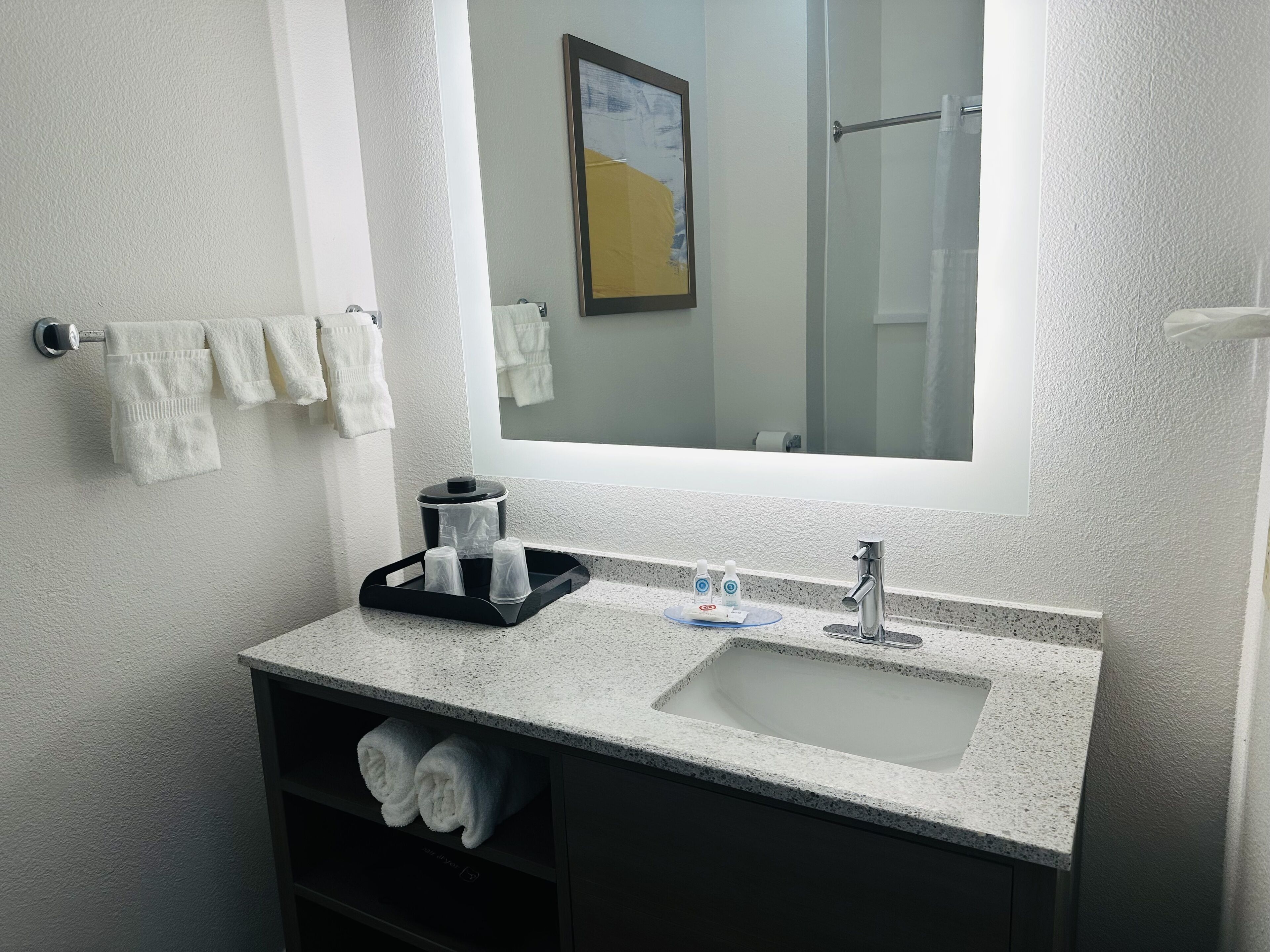 Standard Room, 1 King Bed, Non Smoking | Bathroom | Free toiletries, hair dryer, towels