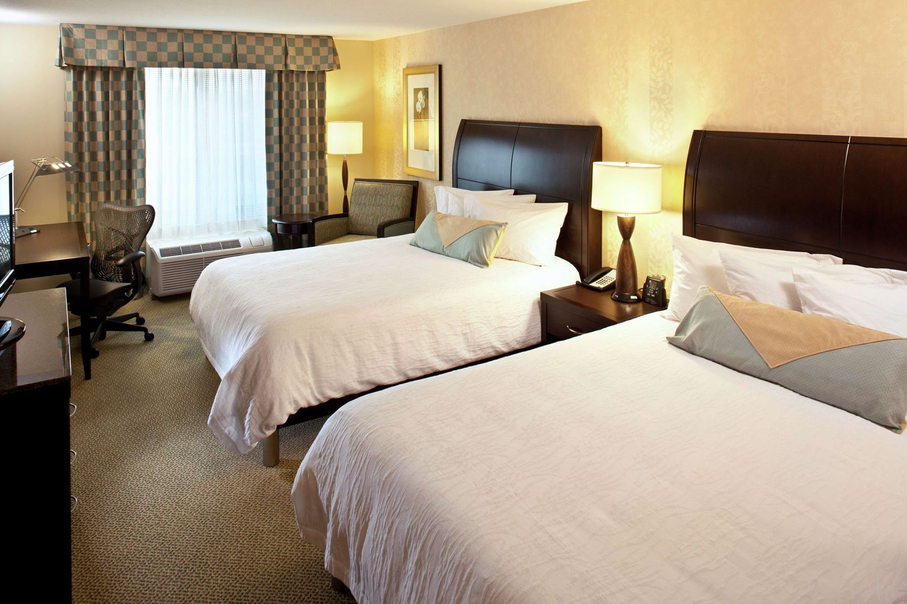 Down duvets, desk, blackout curtains, iron/ironing board