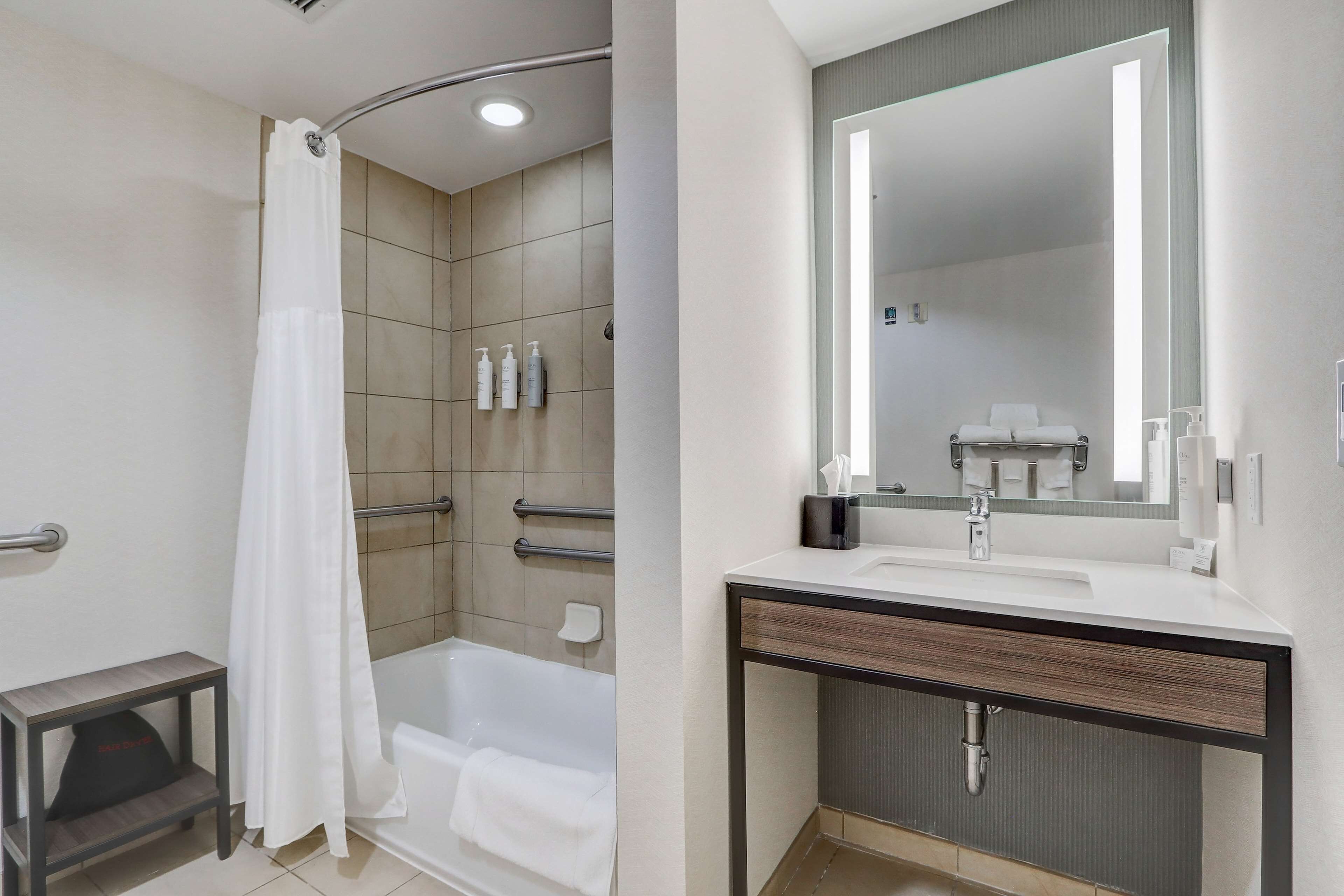 free toiletries, hair dryer, towels