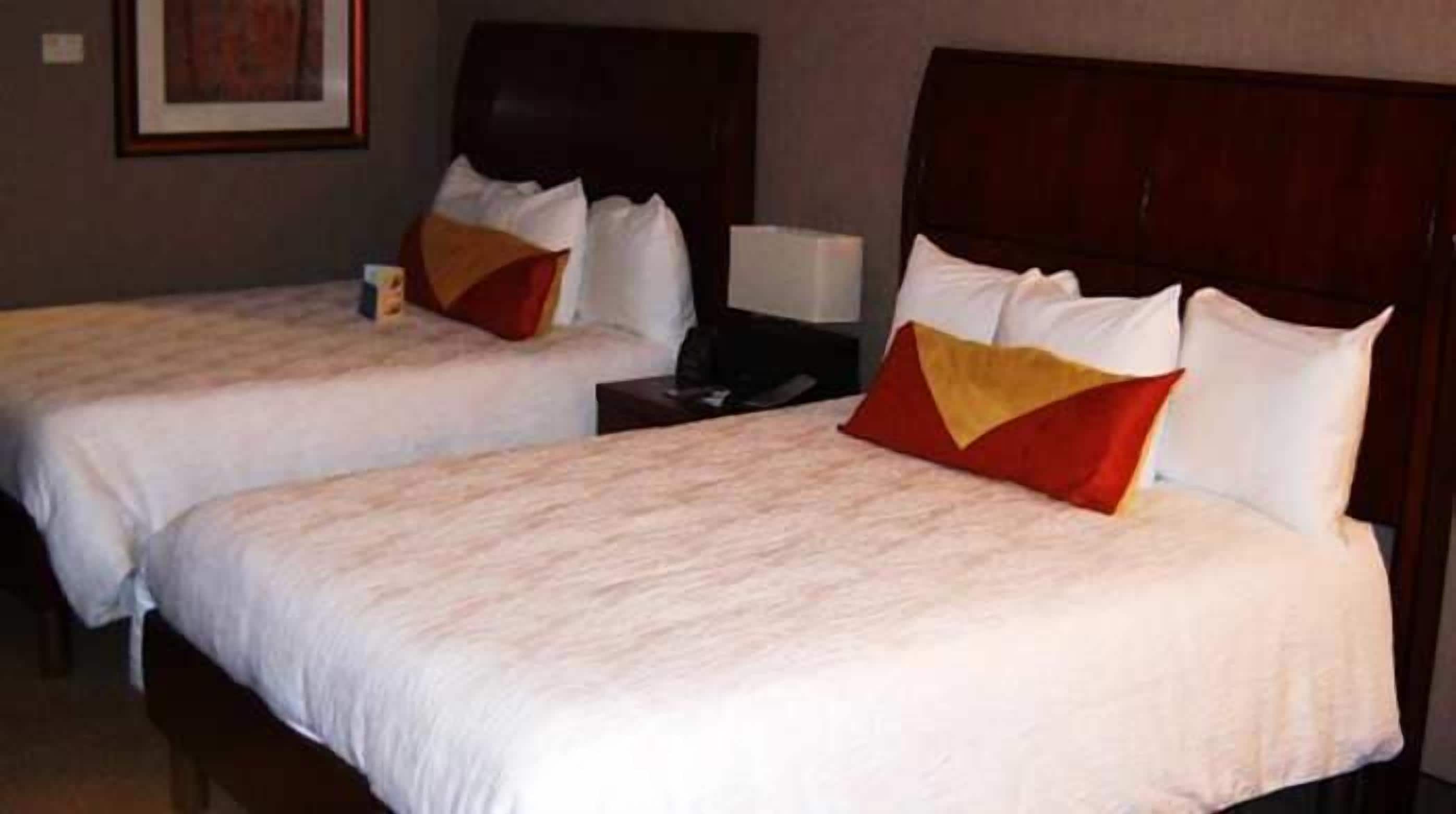 hypo-allergenic bedding, pillow-top beds, desk, blackout curtains