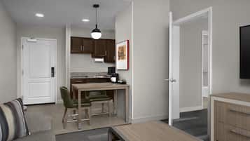Suite, 1 cama de matrimonio grande, accesible para personas con discapacidad (Mobility & Hearing) | Cocina privada | Frigorífico grande, microondas, placa de cocina y lavavajillas