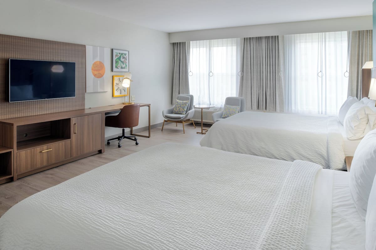 Standard Room, 2 Queen Beds, Accessible Bathtub (Communications) | Desk, laptop workspace, blackout curtains, iron/ironing board