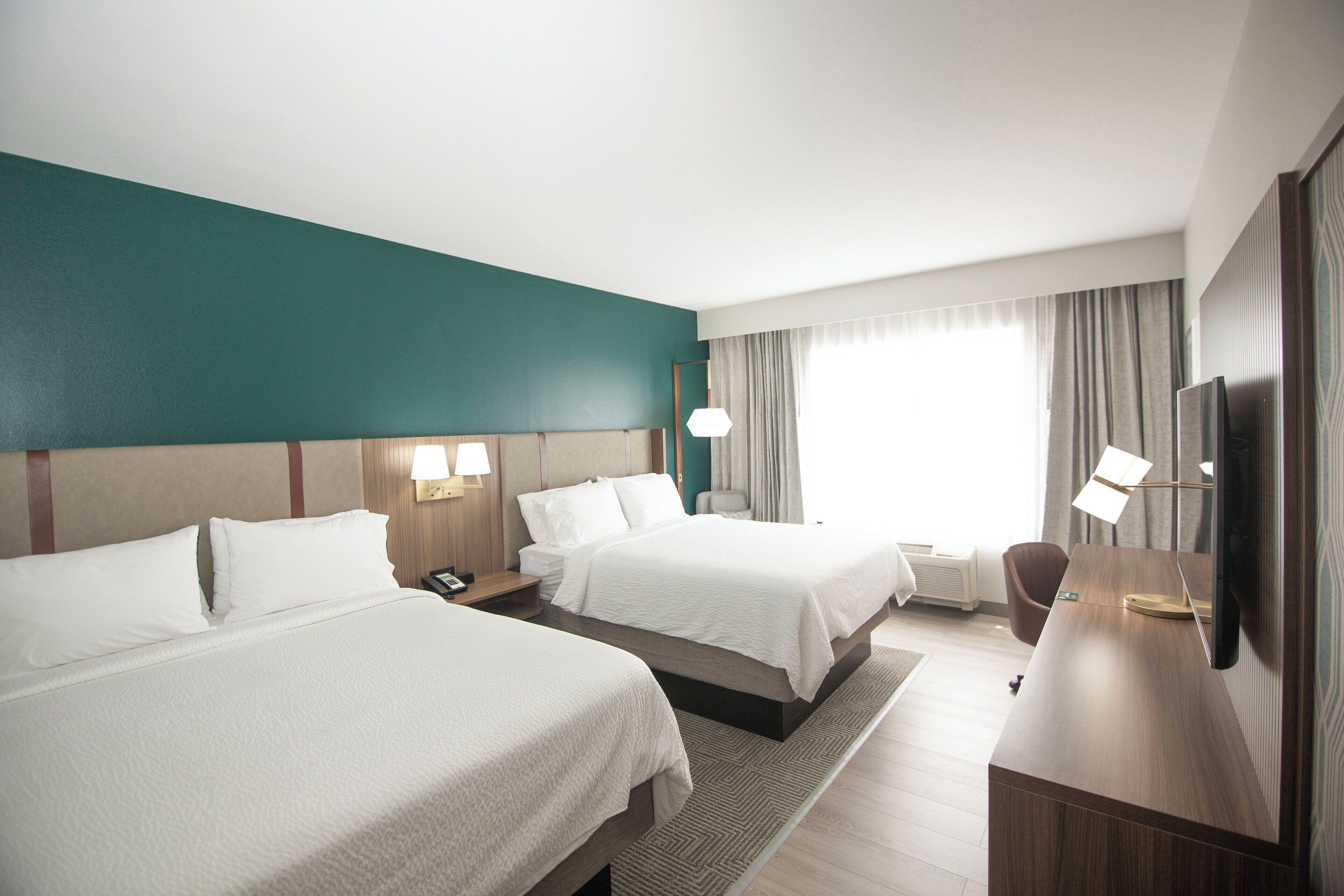 standard room, 2 queen beds | 1 bedroom, desk, laptop workspace, blackout curtains