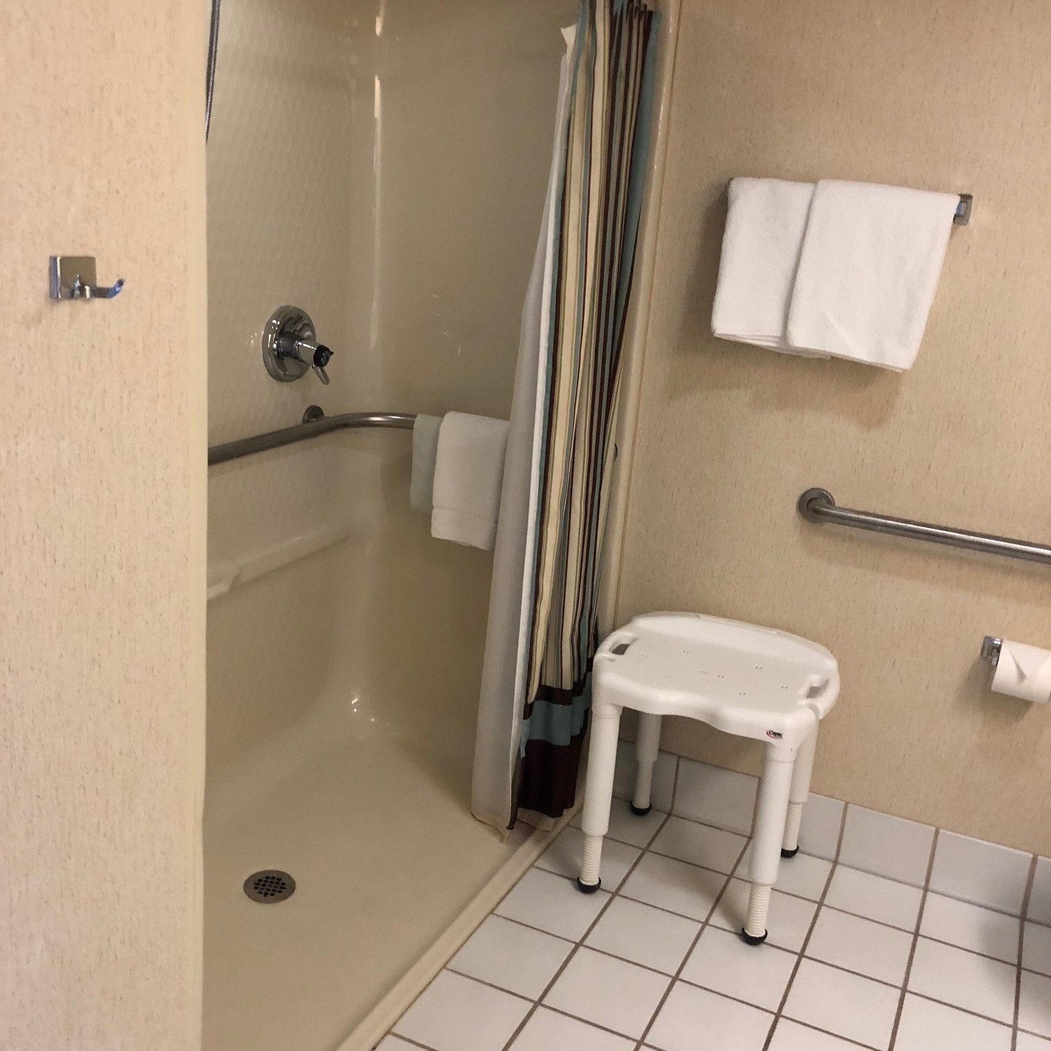 standard room, 1 queen bed, accessible | bathroom shower