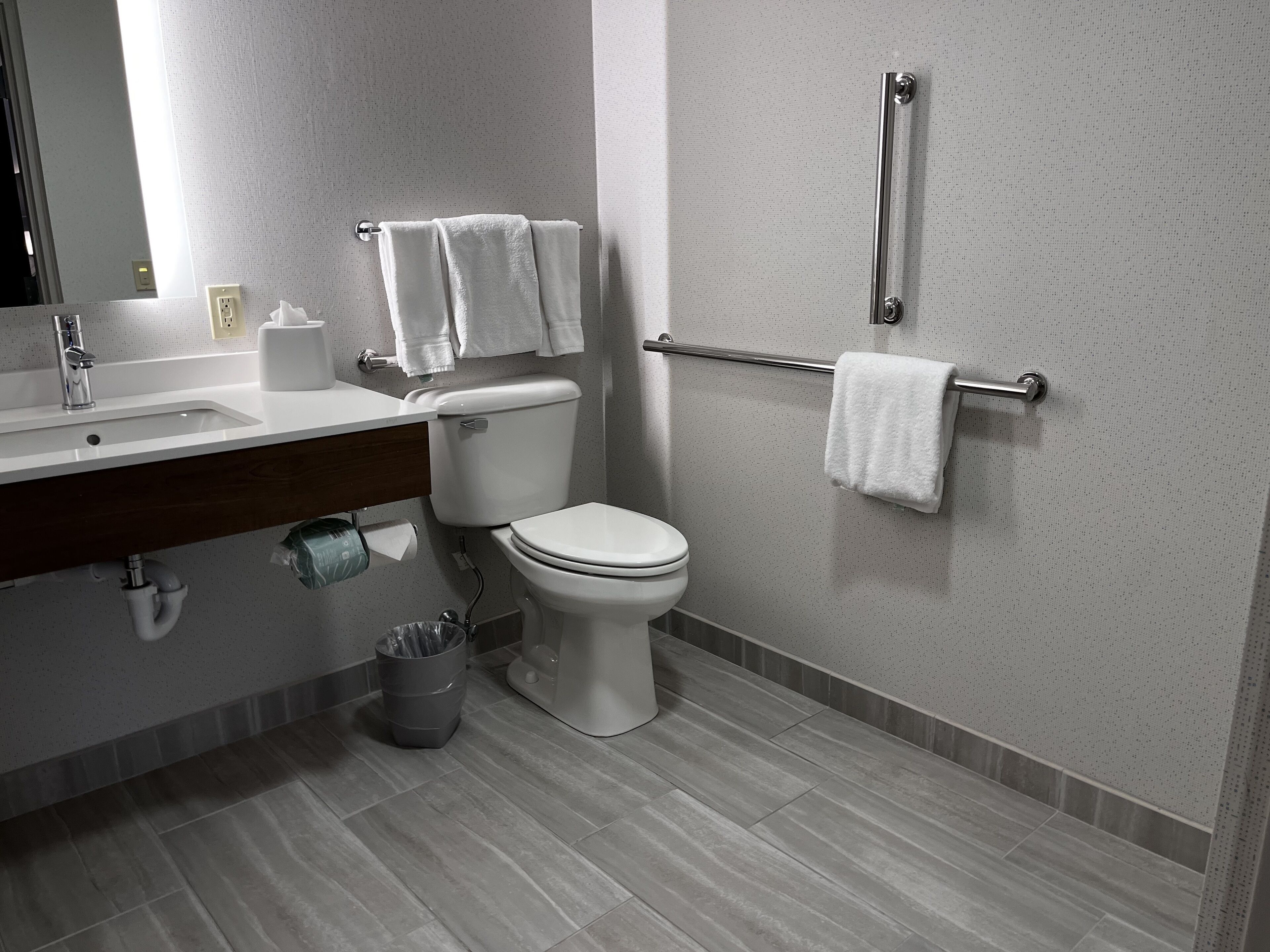 suite, 1 king bed, accessible (mobil, roll shwr) | bathroom | combined shower/bathtub, free toiletries, hair dryer, towels