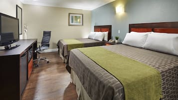 Premium bedding, desk, blackout drapes, iron/ironing board