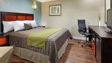 Premium bedding, desk, blackout drapes, iron/ironing board