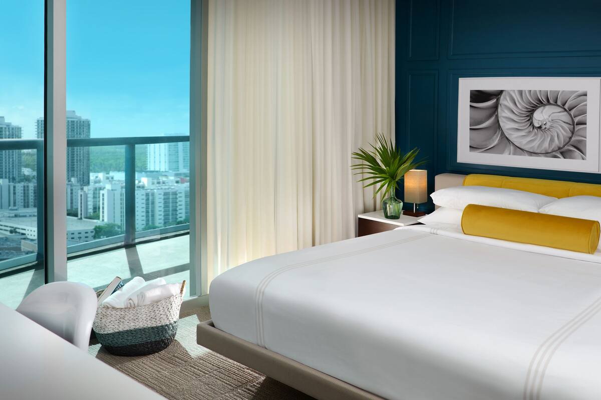 Premium bedding, down comforters, pillowtop beds, minibar